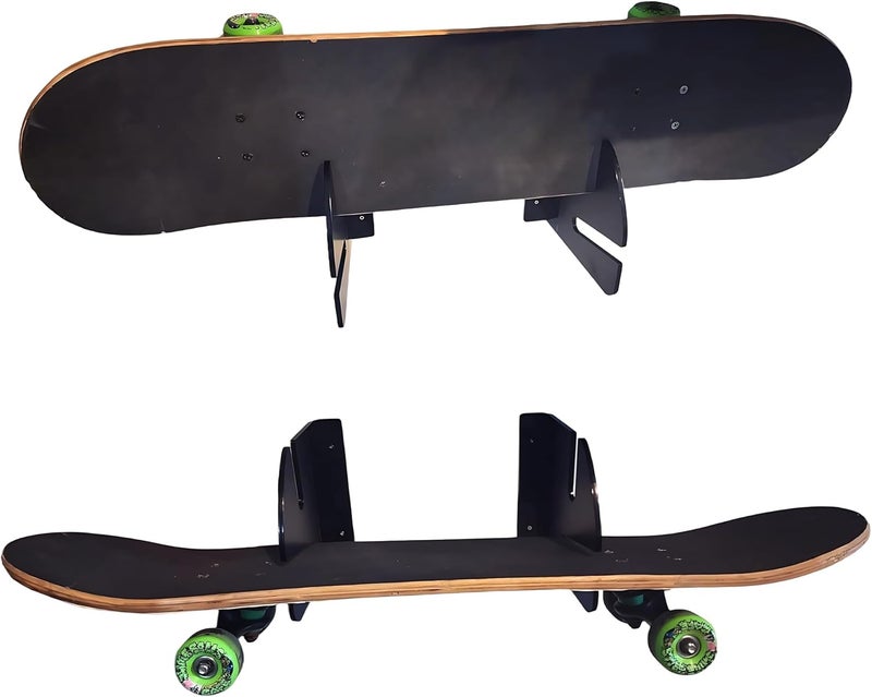 WLSANX Skateboard Rack Wall Mount Double Layer Skateboard Display Rack Wall Mount Skateboard Shelf Skateboard Storage Rack Skateboard Deck Display Rack Skateboard Holder Wall (Black 1 Pair) - Image 5